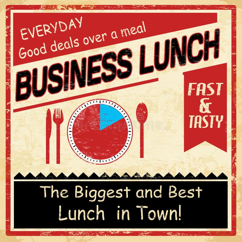 Manifesto di lerciume del pranzo di lavoro dell'annata illustrazione vettoriale Manifesto di lerciume del pranzo di lavoro dell'annata illustrazione vettoriale