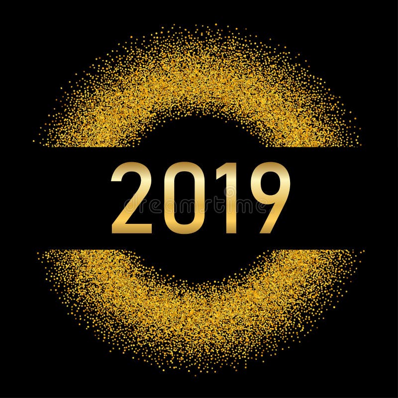 Fondo del oro de la Feliz Año Nuevo Número de oro, círculo, negro aislado Brillo, chispa ligera, reflejo, confeti del brillo libre illustration Fondo del oro de la Feliz Año Nuevo Número de oro, círculo, negro aislado Brillo, chispa ligera, reflejo, confeti del brillo libre illustration