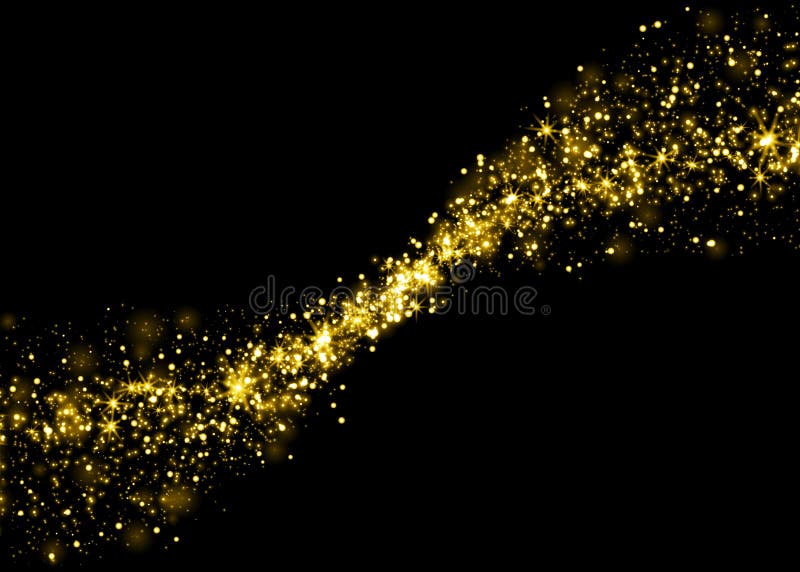 Glittering star dust bokeh on black background. Glittering star dust bokeh on black background