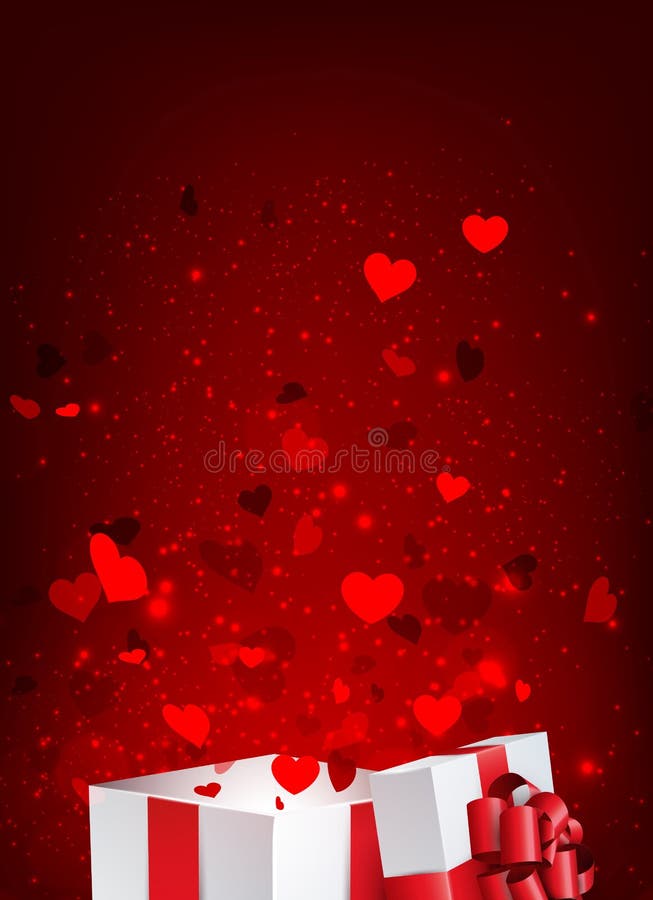 Fondo del ` s de la tarjeta del día de San Valentín con el regalo ilustración del vector Fondo del ` s de la tarjeta del día de San Valentín con el regalo ilustración del vector