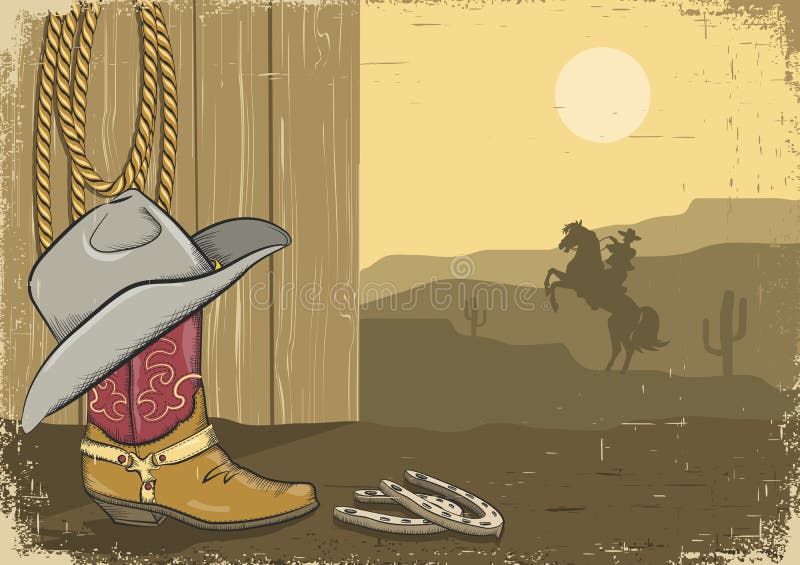 Fondo Del Vaquero Del Vintage En El Papel Viejo Ilustración del Vector -  Ilustración de retro, bosquejo: 28284578