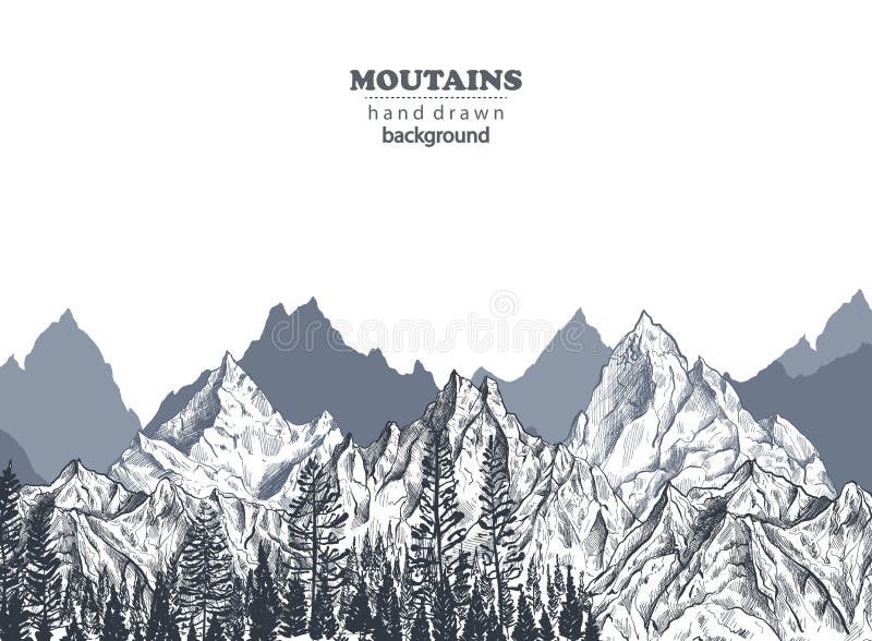Fondo del vector con las cordilleras gráficas exhaustas de la mano ilustración del vector Fondo del vector con las cordilleras gráficas exhaustas de la mano ilustración del vector