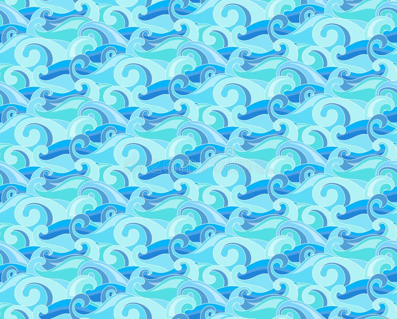 Fondo del vector con las ondas azules del mar Modelo inconsútil libre illustration Fondo del vector con las ondas azules del mar Modelo inconsútil libre illustration