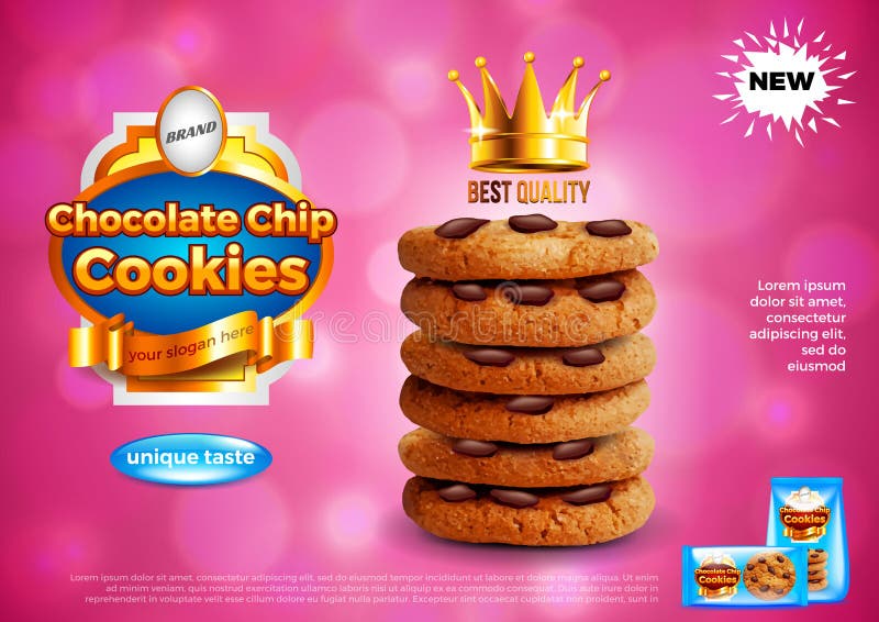 Fondo del vector de los anuncios de las galletas de microprocesador de chocolate ilustración del vector Fondo del vector de los anuncios de las galletas de microprocesador de chocolate ilustración del vector