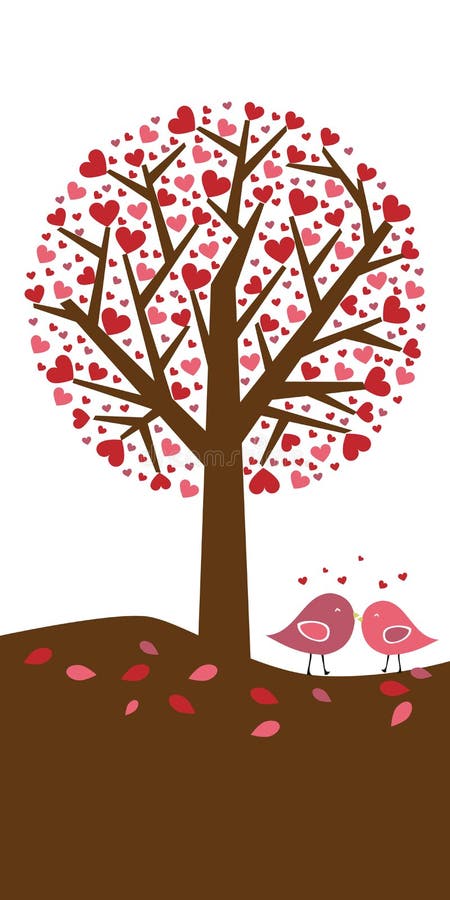 Fondo del árbol de los corazones - tema de la tarjeta del día de San Valentín ilustración del vector Fondo del árbol de los corazones - tema de la tarjeta del día de San Valentín ilustración del vector