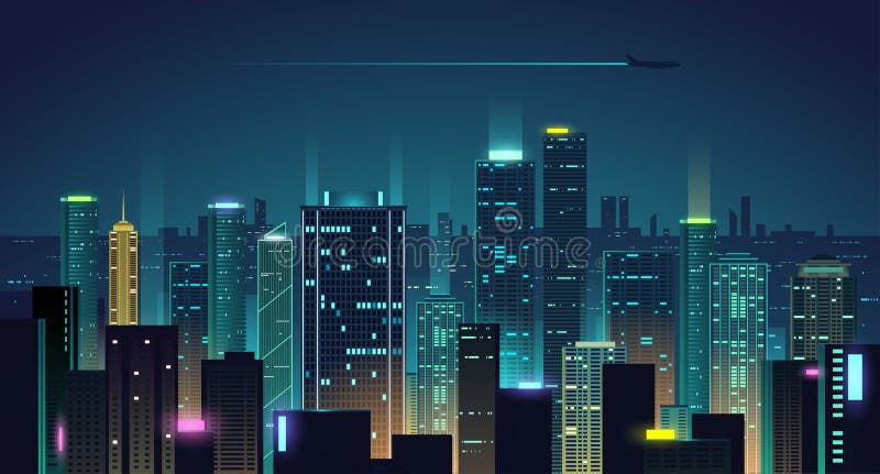 Night city background in vector. Night city background in vector