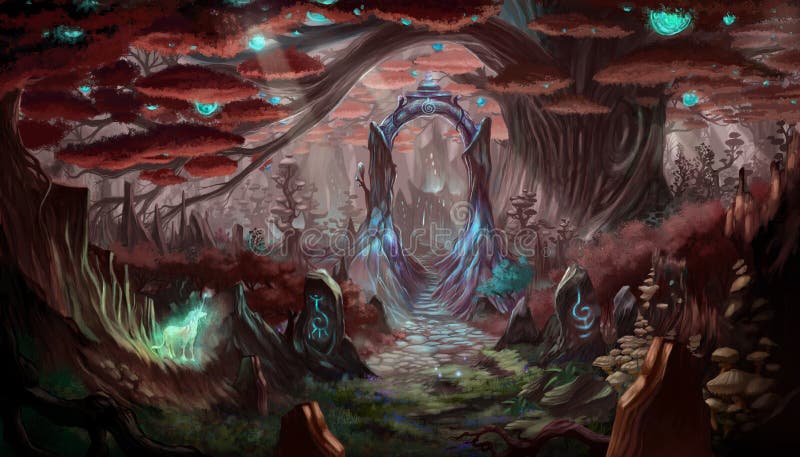 Fondo della foresta di fantasia royalty illustrazione gratis Fondo della foresta di fantasia royalty illustrazione gratis