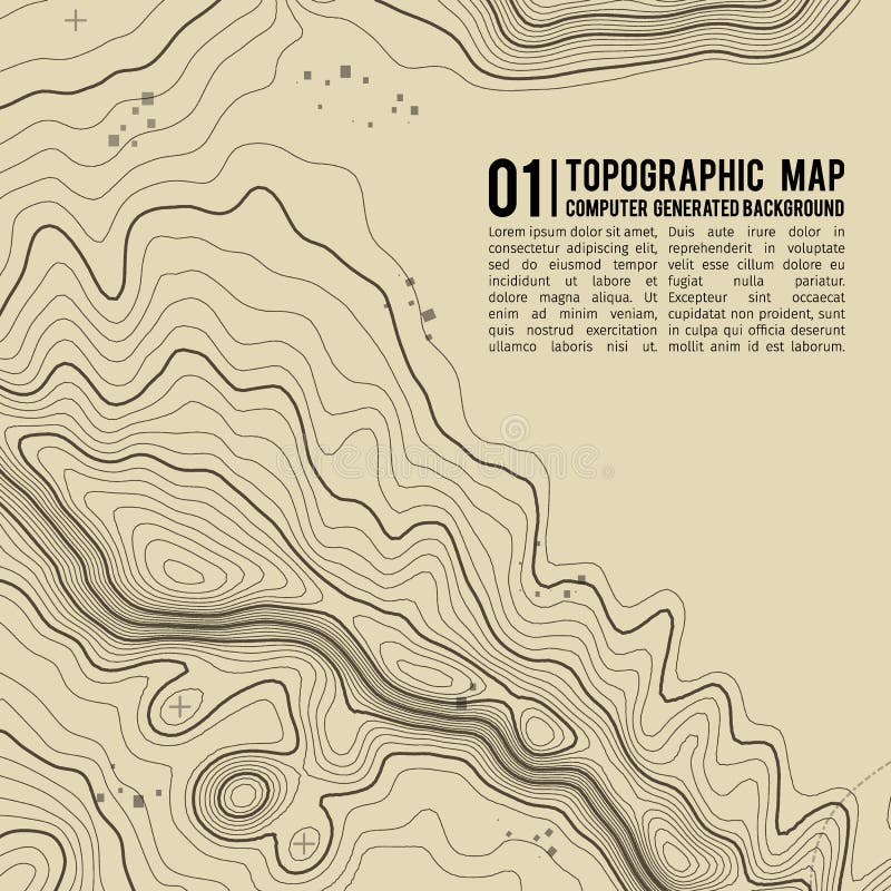 Fondo della mappa topografica con spazio per la copia Allini il fondo di contorno della mappa della topografia, estratto geografi