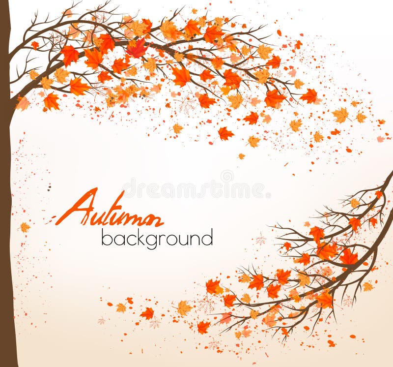 Fondo di autunno con un albero e le foglie variopinte