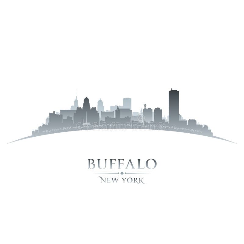 Fondo di bianco della siluetta dell'orizzonte di New York City della Buffalo royalty illustrazione gratis Fondo di bianco della siluetta dell'orizzonte di New York City della Buffalo royalty illustrazione gratis
