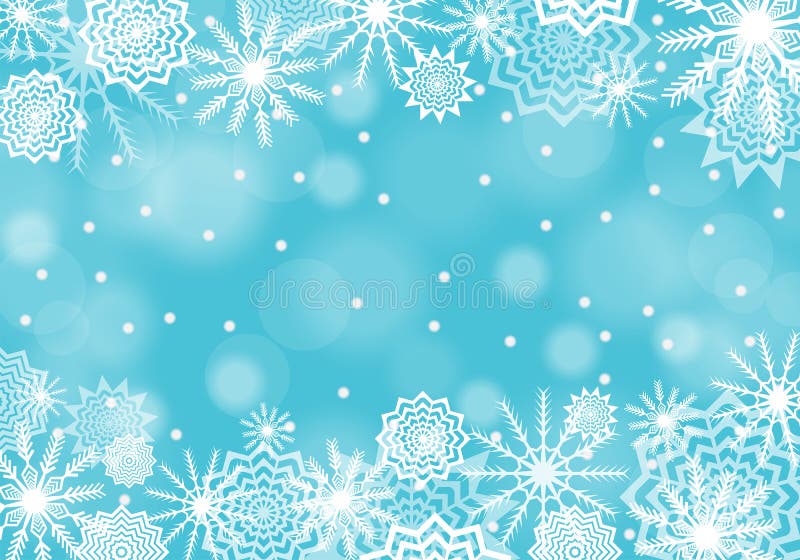 Fondo di caduta della neve del turchese con i chiarori e le scintille Estratto dei fiocchi di neve