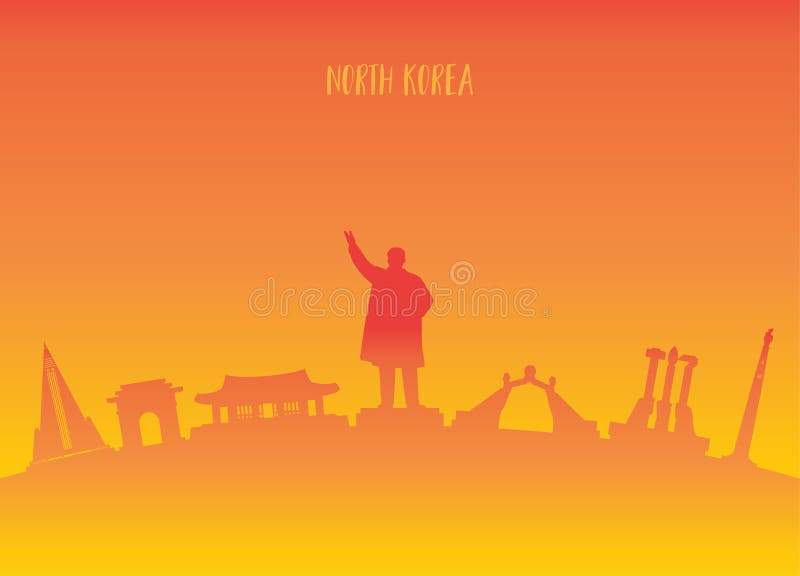Fondo di carta globale di viaggio e di viaggio del punto di riferimento della Corea del Nord illustrazione vettoriale