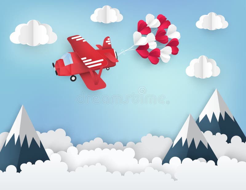 Fondo di carta moderno di origami di arte Aeroplano rosso illustrazione vettoriale Fondo di carta moderno di origami di arte Aeroplano rosso illustrazione vettoriale