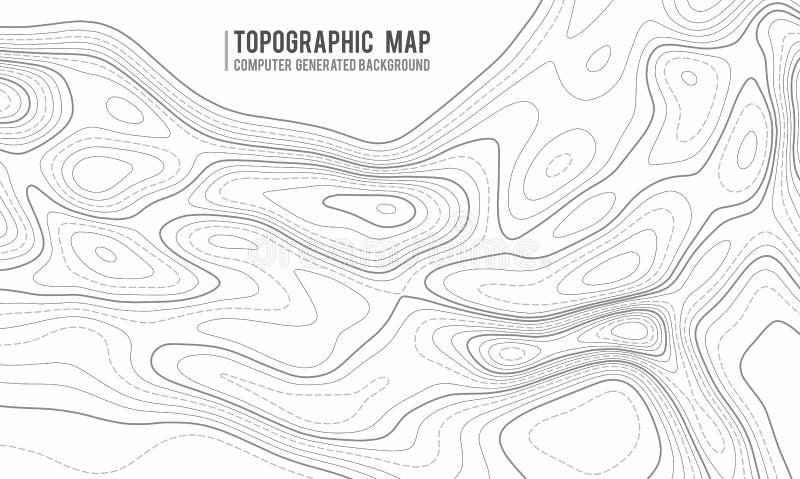 Fondo di contorno della mappa topografica Mappa di Topo con l'elevazione Vettore della mappa di contorno Griglia geografica della