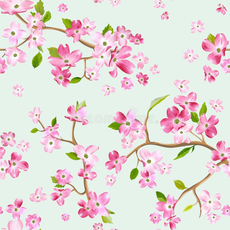 Fondo di fioritura del modello di fiori della primavera Stampa senza cuciture di modo illustrazione vettoriale Fondo di fioritura del modello di fiori della primavera Stampa senza cuciture di modo illustrazione vettoriale