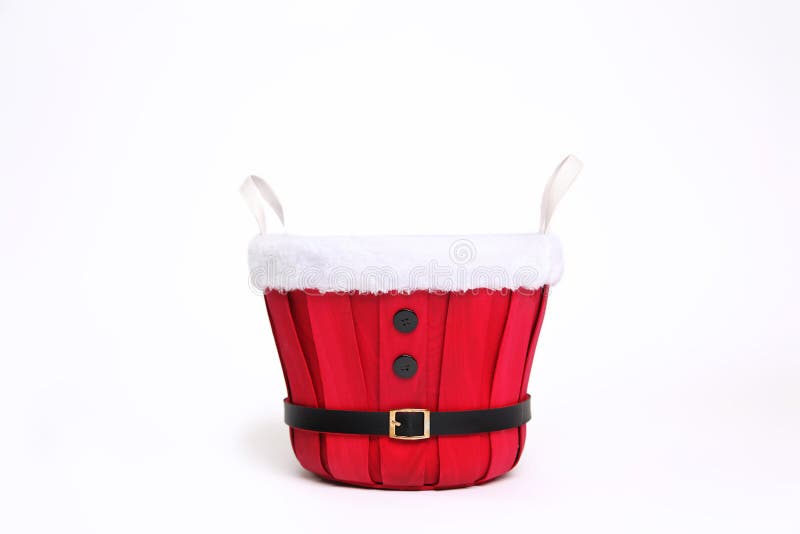 Fondo di fotografia digitale di bianco rosso di Santa Christmas Bucket Isolated On fotografia stock Fondo di fotografia digitale di bianco rosso di Santa Christmas Bucket Isolated On fotografia stock