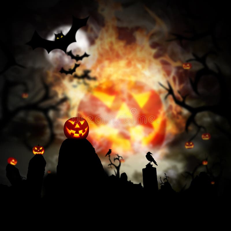 Scary Halloween background with fire flames. Scary Halloween background with fire flames