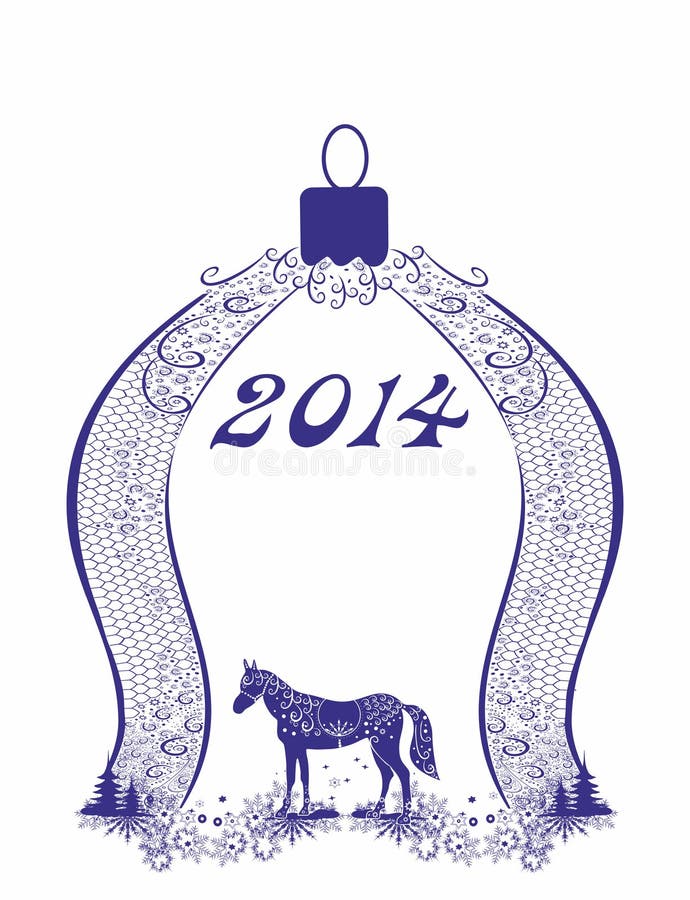 Fondo di inverno con un cavallo blu royalty illustrazione gratis Fondo di inverno con un cavallo blu royalty illustrazione gratis
