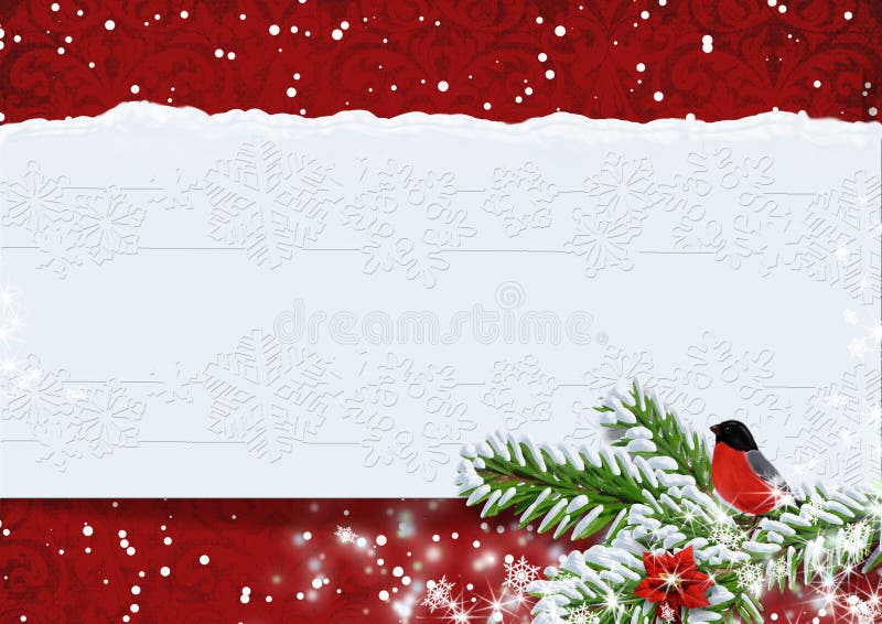 Fondo di Natale con i ciuffolotti. Copi lo spazio disponibile. royalty illustrazione gratis Fondo di Natale con i ciuffolotti. Copi lo spazio disponibile. royalty illustrazione gratis