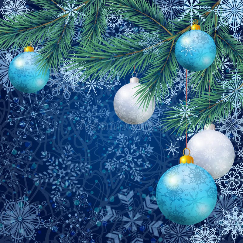 Fondo di Natale con i rami e le palle illustrazione di stock Fondo di Natale con i rami e le palle illustrazione di stock