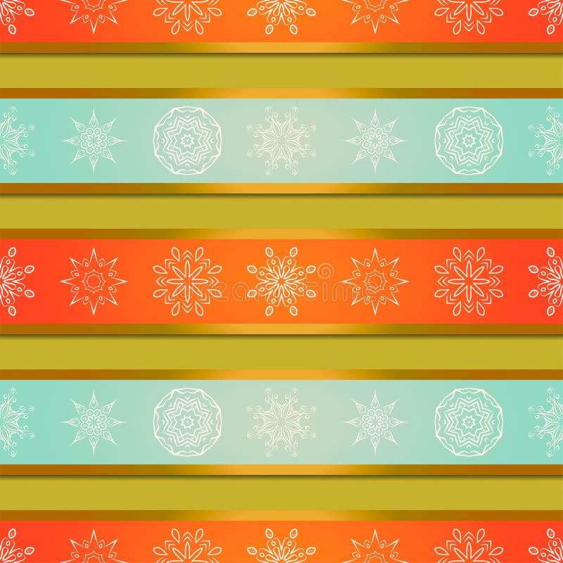 Fondo di Natale con le bande ed i fiocchi di neve luminosi delle mandale Fondo di vettore illustrazione di stock Fondo di Natale con le bande ed i fiocchi di neve luminosi delle mandale Fondo di vettore illustrazione di stock