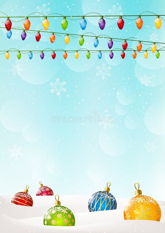 Christmas blue background with balls and light bulbs. Christmas blue background with balls and light bulbs