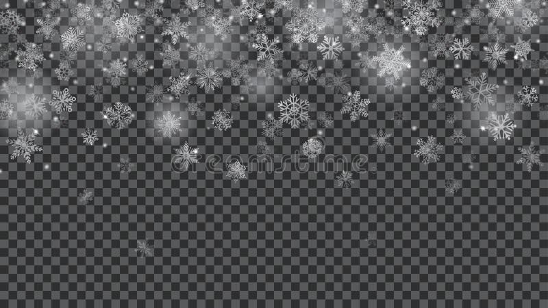 Fondo di Natale dei fiocchi di neve di caduta traslucidi royalty illustrazione gratis Fondo di Natale dei fiocchi di neve di caduta traslucidi royalty illustrazione gratis