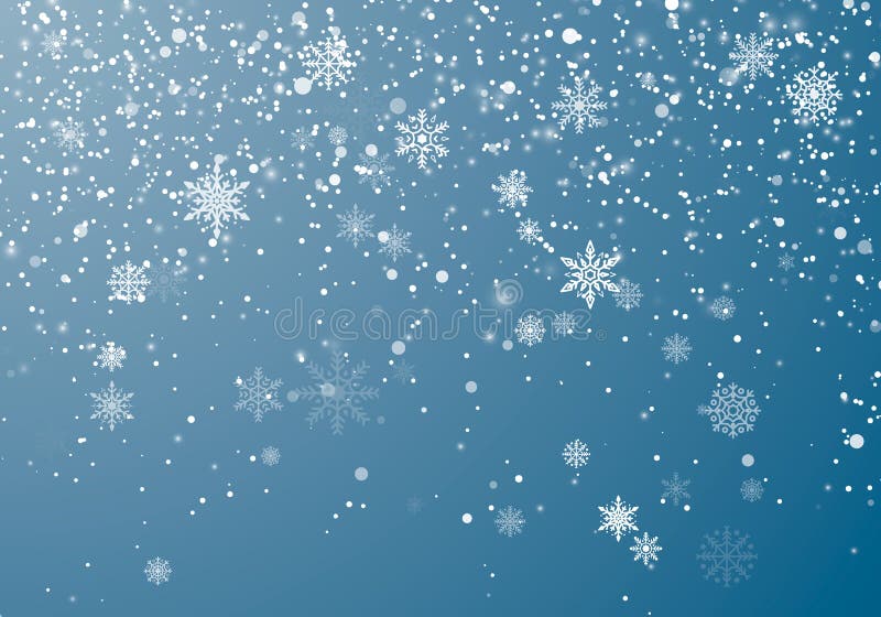 Fondo di Natale delle precipitazioni nevose Fiocchi e stelle volanti della neve sul fondo del cielo di inverno Modello della sovr