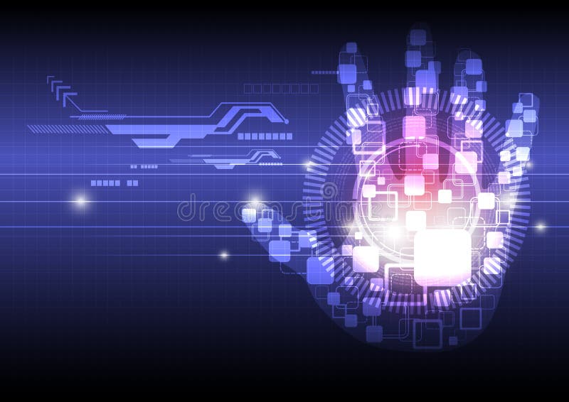Fondo di tecnologia della mano di Digital illustrazione di stock