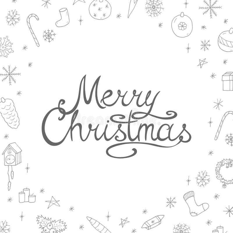 Fondo di vacanza invernale con gli elementi disegnati a mano di scarabocchio Scheda di vettore di Buon Natale illustrazione vettoriale Fondo di vacanza invernale con gli elementi disegnati a mano di scarabocchio Scheda di vettore di Buon Natale illustrazione vettoriale