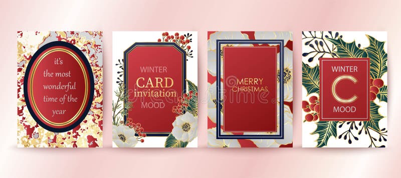 Fondo di vacanza invernale, invito Progettazione del modello di nozze Buon Natale e carta del buon anno royalty illustrazione gratis Fondo di vacanza invernale, invito Progettazione del modello di nozze Buon Natale e carta del buon anno royalty illustrazione gratis