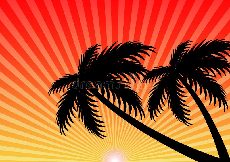 Fondo di vettore di tramonto di vacanza estiva illustrazione di stock Fondo di vettore di tramonto di vacanza estiva illustrazione di stock