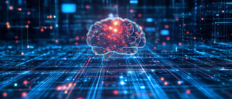Fondo digital perfecto para procesos tecnológicos redes neuronales transferencia de datos de inteligencia artificial y cifrado dig stock de ilustración