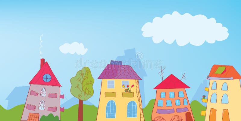 Fondo divertido de calle de ciudad libre illustration