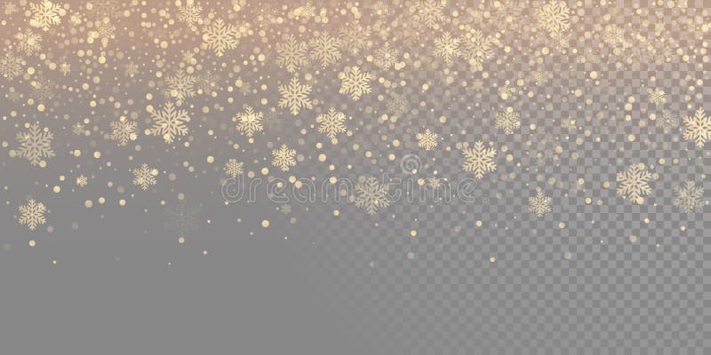 Fondo dorato di caduta del modello del fiocco della neve Le precipitazioni nevose dell'oro ricoprono la struttura isolate su fond royalty illustrazione gratis