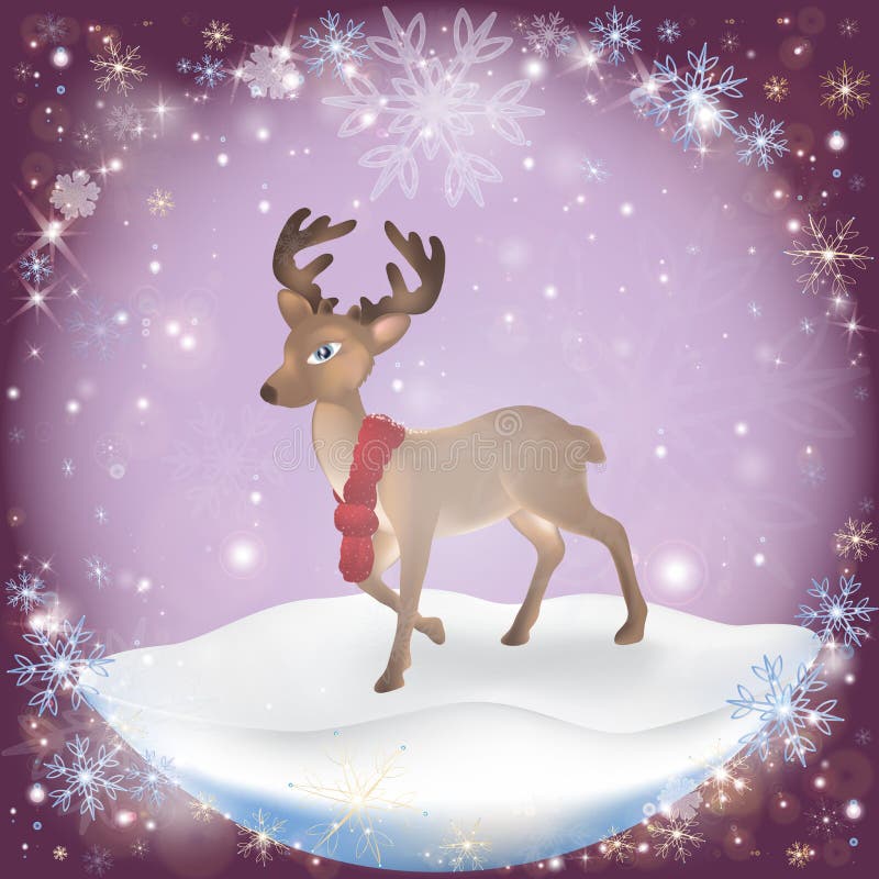 Fondo escarchado de la nieve del invierno con un ciervo de la Navidad libre illustration Fondo escarchado de la nieve del invierno con un ciervo de la Navidad libre illustration