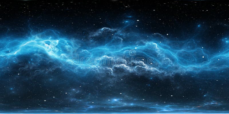 Fondo espacial de 360 grados con nebula y estrellas, proyección equirectangular, mapa del medio ambiente Panorama esférico de HDR libre illustration