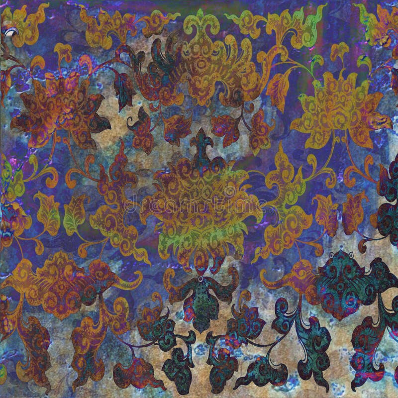 Fondo floral del batik del Grunge foto de archivo libre de regalías Fondo floral del batik del Grunge foto de archivo libre de regalías