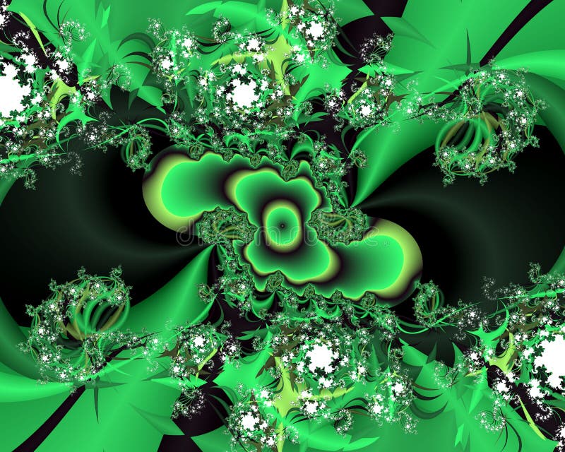Fondo fosforescente verde del extracto del fractal, textura florida