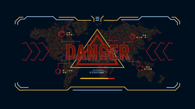 Fondo futurista moderno con peligro del mensaje de advertencia Diseño de interfaz de usuario de la ciencia ficción en mapa del mu ilustración del vector Fondo futurista moderno con peligro del mensaje de advertencia Diseño de interfaz de usuario de la ciencia ficción en mapa del mu ilustración del vector