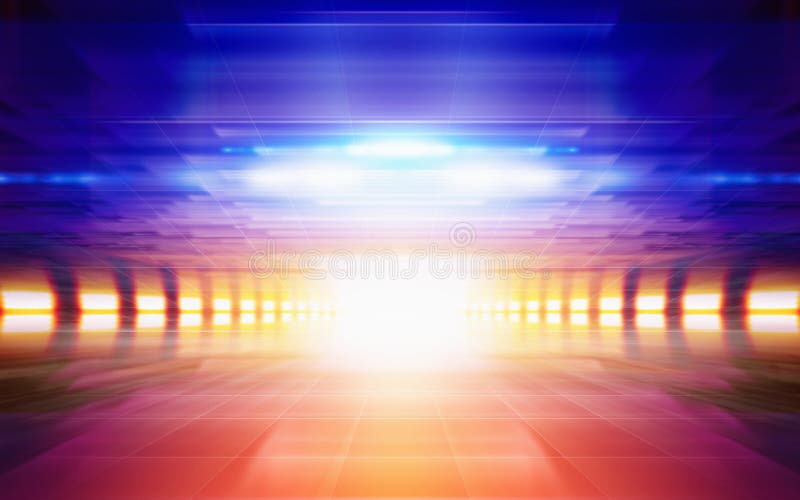 Fondo geometrico astratto, luce arancio d'ardore luminosa, blu immagini stock