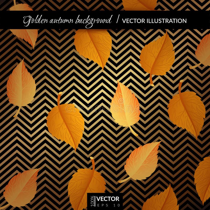 Golden autumn geometric background with alder leaves. Vector illustration. Eps 10. Golden autumn geometric background with alder leaves. Vector illustration. Eps 10