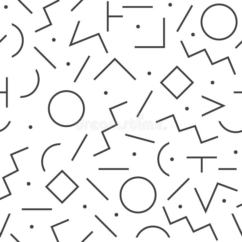 Fondo geometrico nero del modello di forme della linea retro moderno e funky illustrazione vettoriale