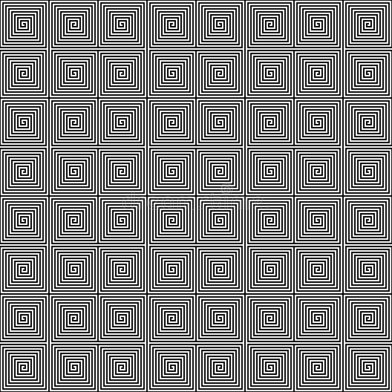 Fondo geométrico inconsútil abstracto del modelo Laberinto espiral cuadrado en el arreglo blanco y negro y diagonal Vector stock de ilustración Fondo geométrico inconsútil abstracto del modelo Laberinto espiral cuadrado en el arreglo blanco y negro y diagonal Vector stock de ilustración