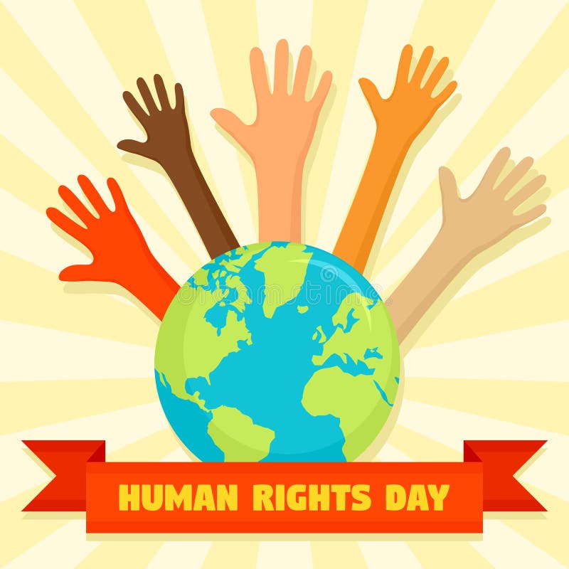 Fondo global del concepto del día de los derechos humanos, estilo plano