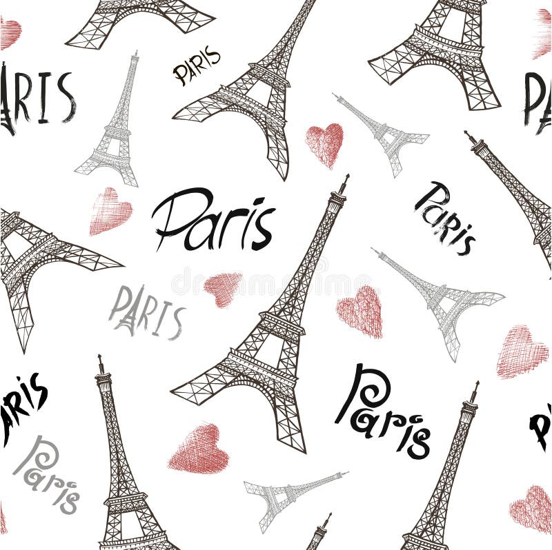 Fondo Inconsútil Con Símbolos De París - Torre Eiffel Ilustración del  Vector - Ilustración de modelo, retro: 105183758