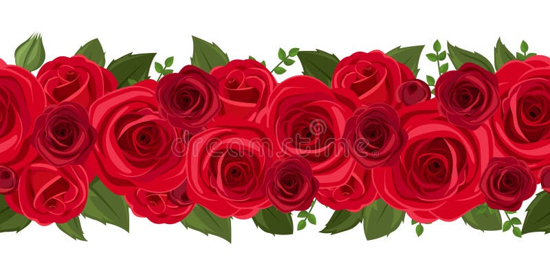 Fondo Inconsútil Horizontal Con Las Rosas Rojas Ilustración Del Vector  Ilustración del Vector - Ilustración de formado, arbusto: 41001487