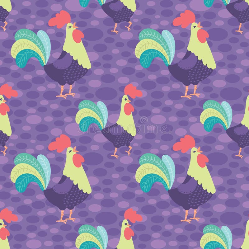 Fondo inconsútil del modelo del gallo púrpura brillante del vector libre illustration Fondo inconsútil del modelo del gallo púrpura brillante del vector libre illustration
