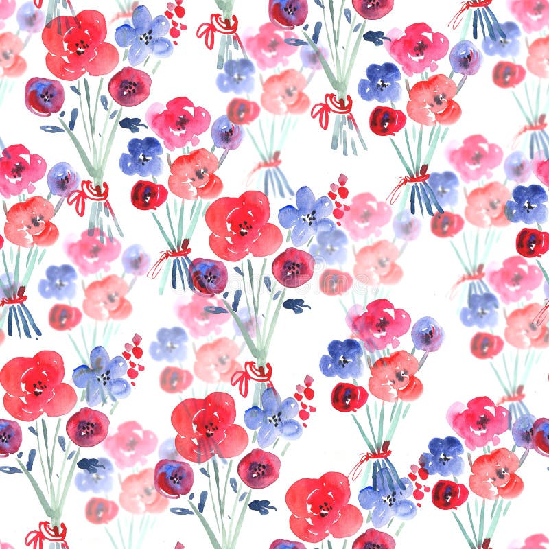 Fondo inconsútil floral de la acuarela ilustración del vector