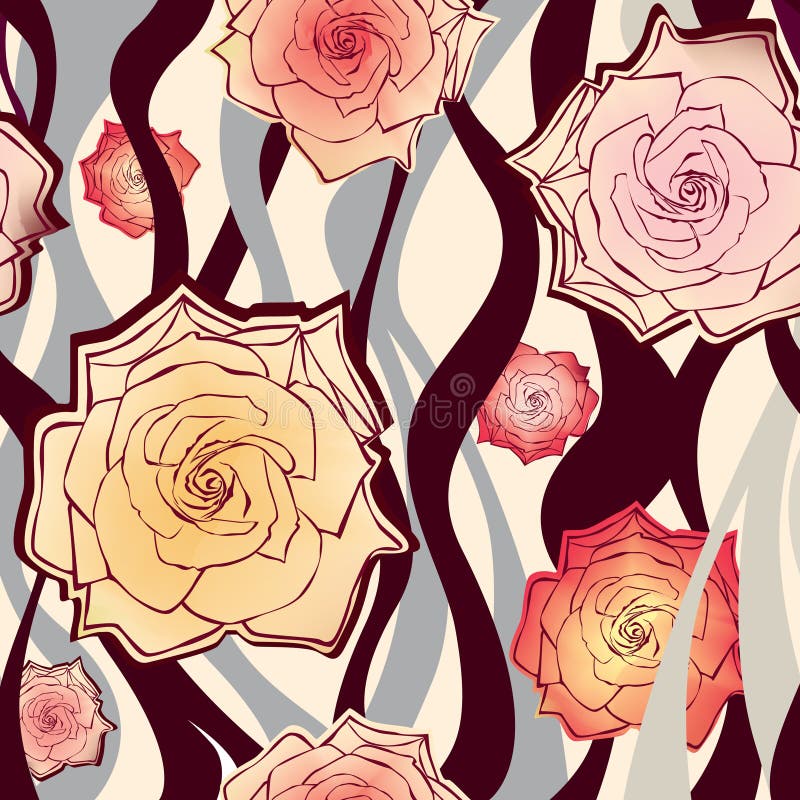 Fondo inconsútil floral. modelo apacible de las rosas de la flor. ilustración del vector Fondo inconsútil floral. modelo apacible de las rosas de la flor. ilustración del vector